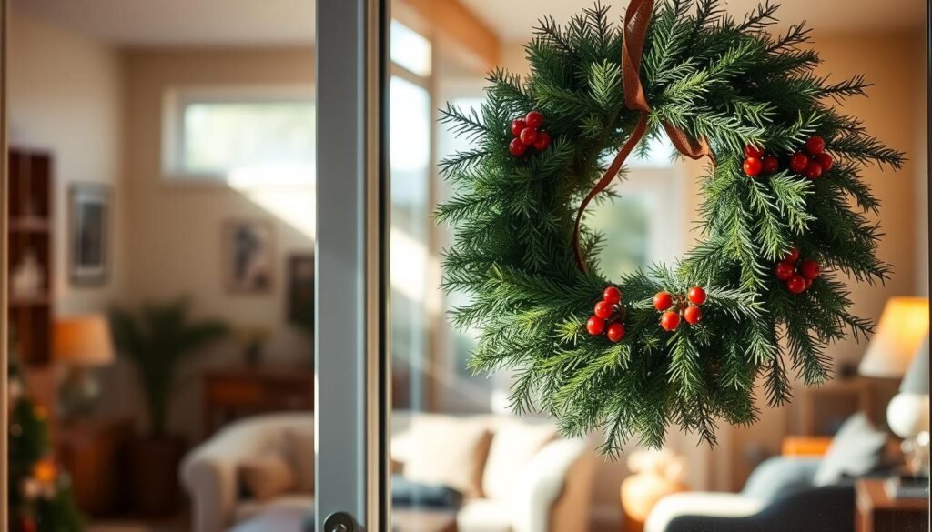 how to hang a wreath on a sliding glass door