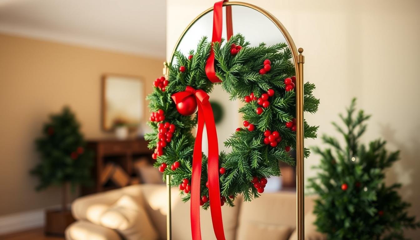 how do you hang a wreath on a mirror