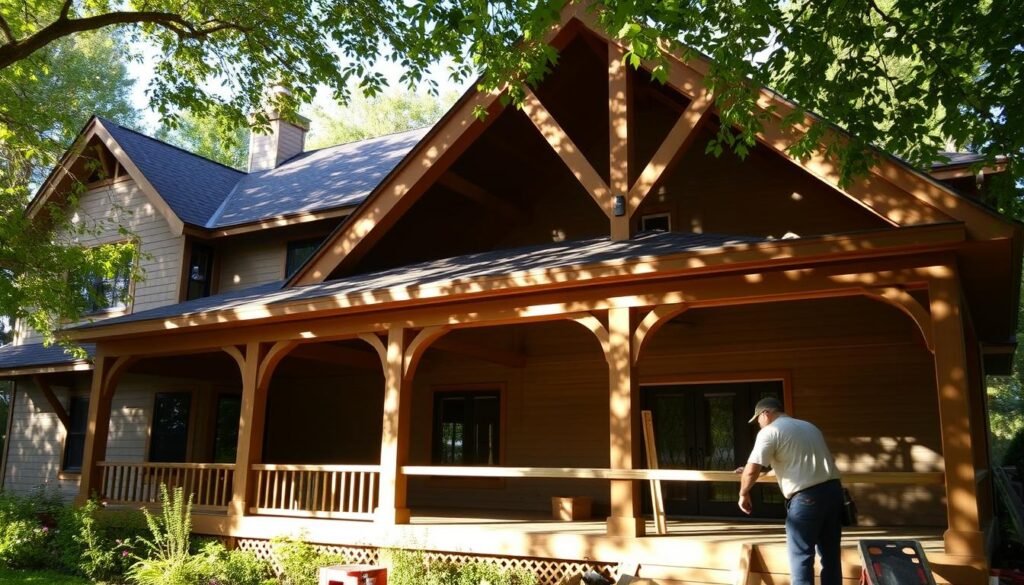 how to build a peaked porch roof