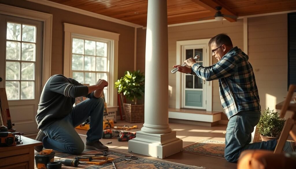 how to install porch columns