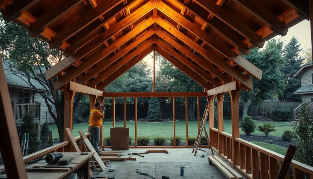 how to build a hip roof porch