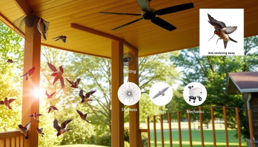 how to keep swallows from nesting on porch