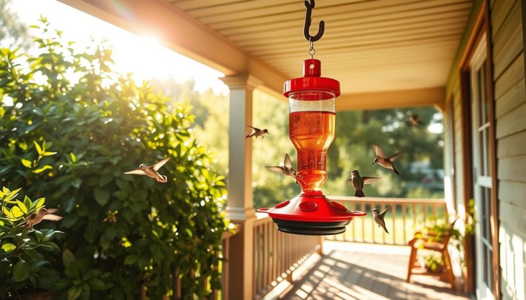 can I hang a hummingbird feeder on my porch