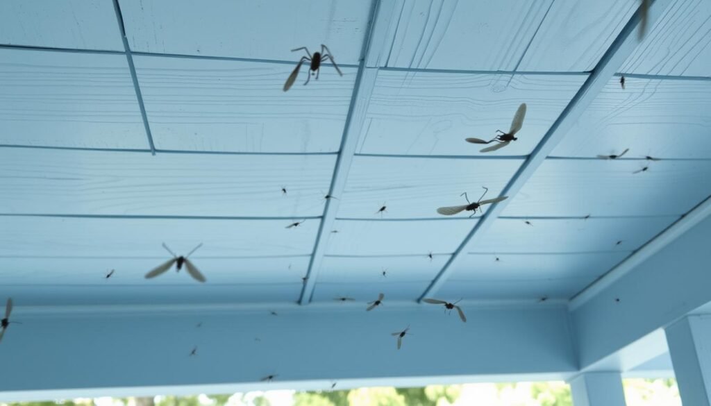 does painting a porch ceiling blue keep bugs away
