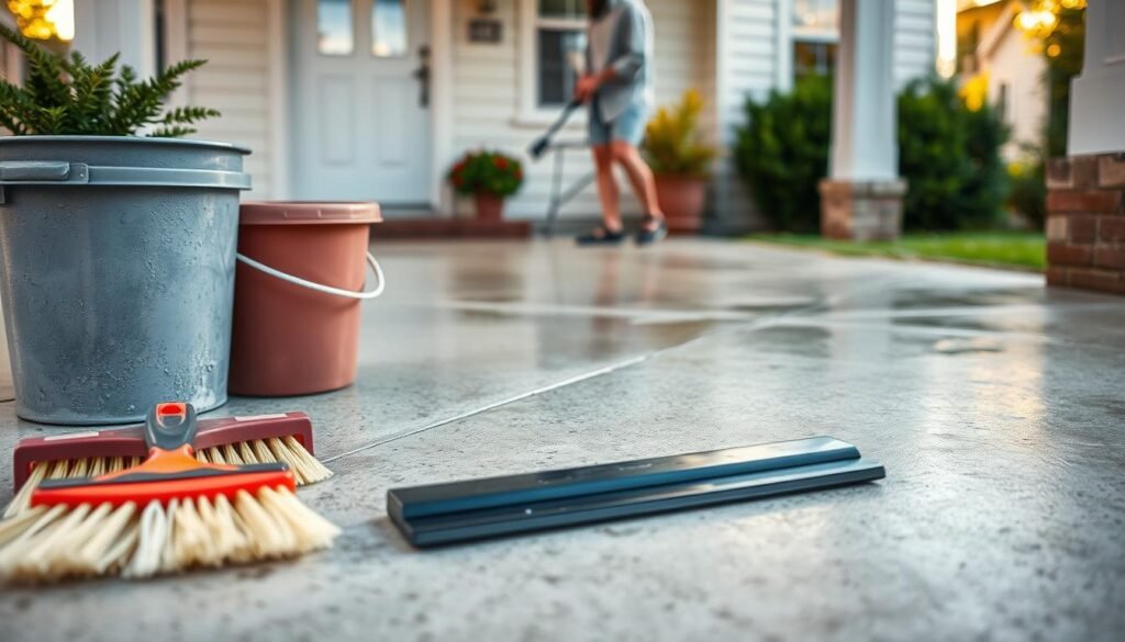 how to clean front porch concrete