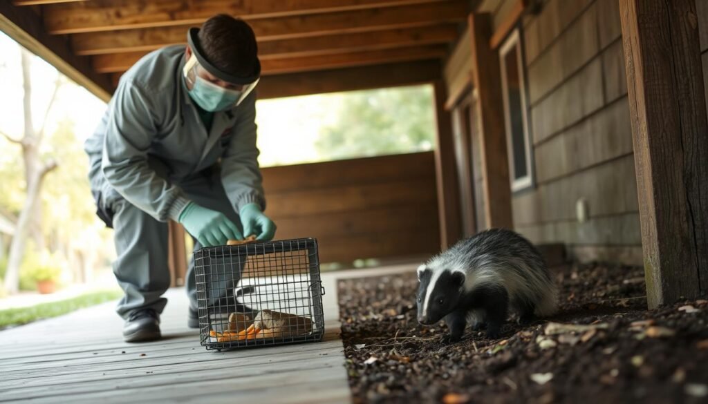 how to get rid of skunks under porch