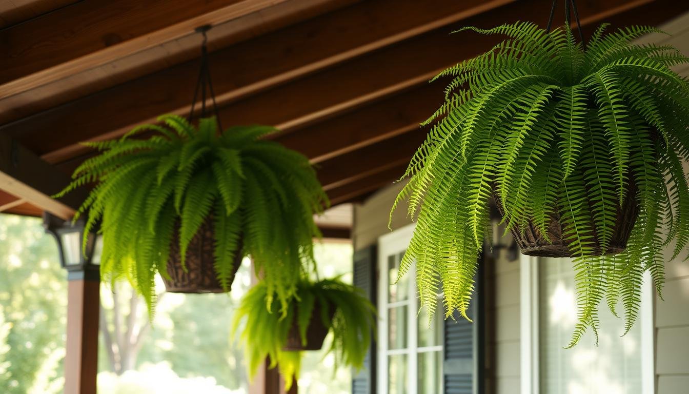 how to hang ferns from porch