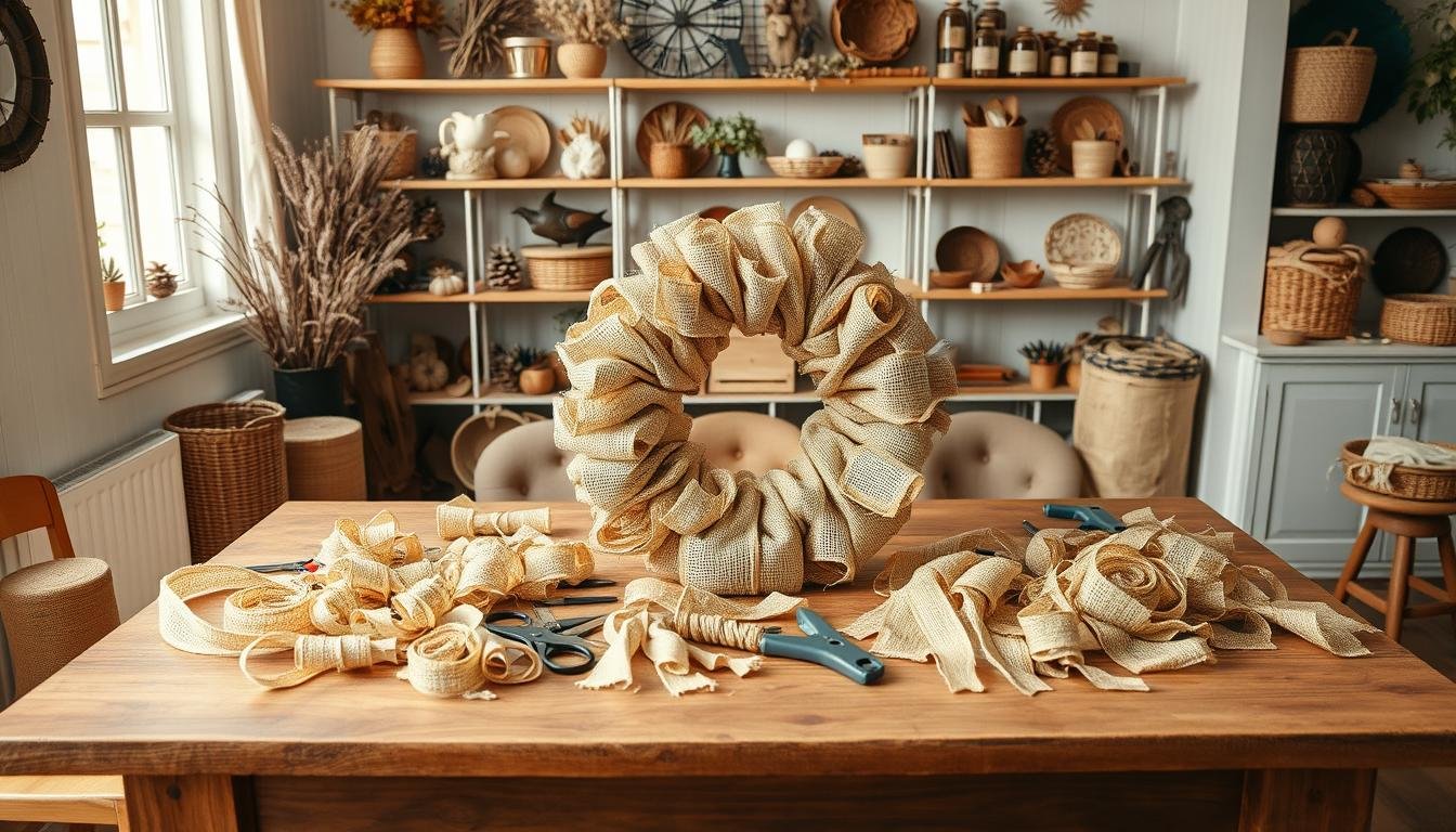 how to weave a burlap wreath