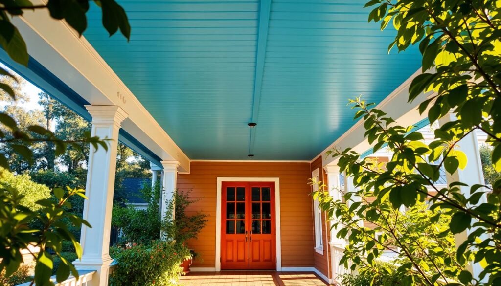 why are porch ceilings painted blue