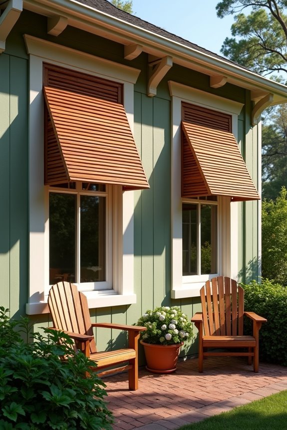 adjustable louvered wooden awnings