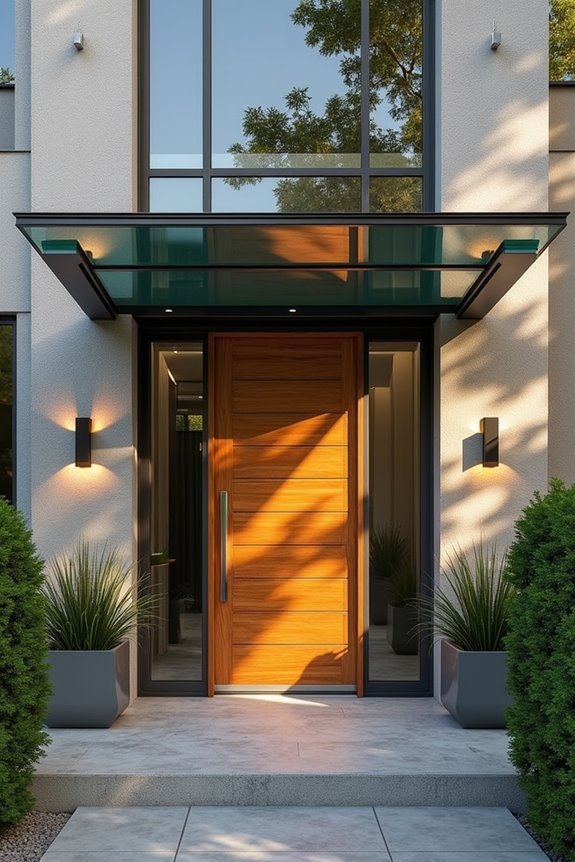architecturally striking door awnings