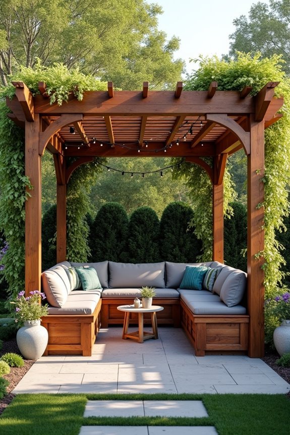 built in seating pergola ideas