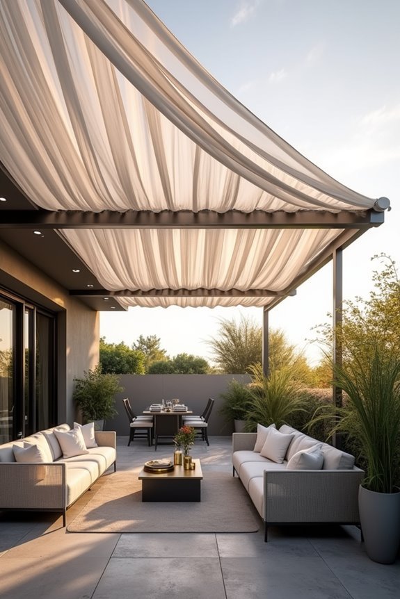 ceiling mounted tulle panel design