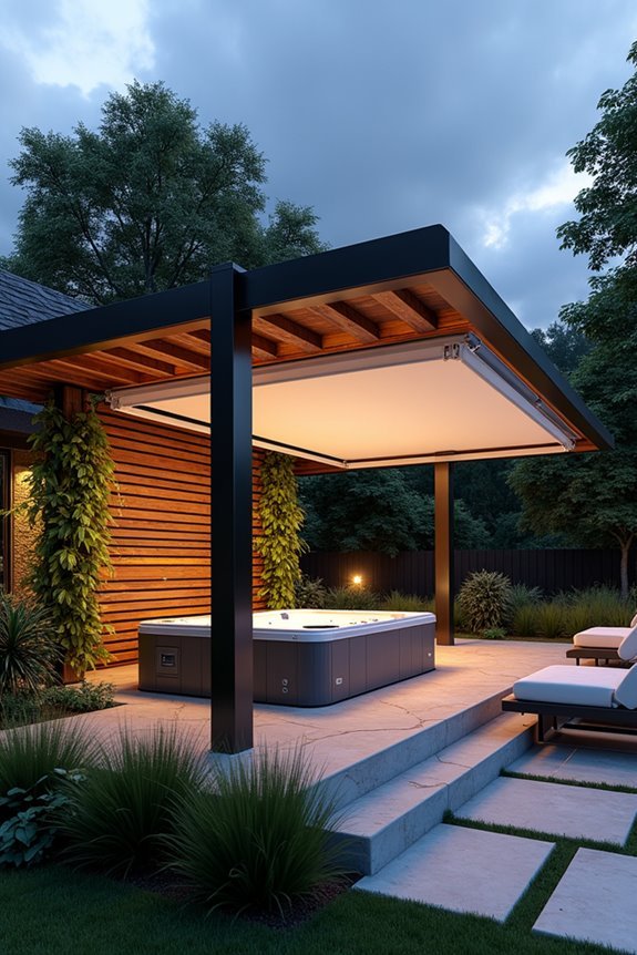 climate responsive hot tub canopy
