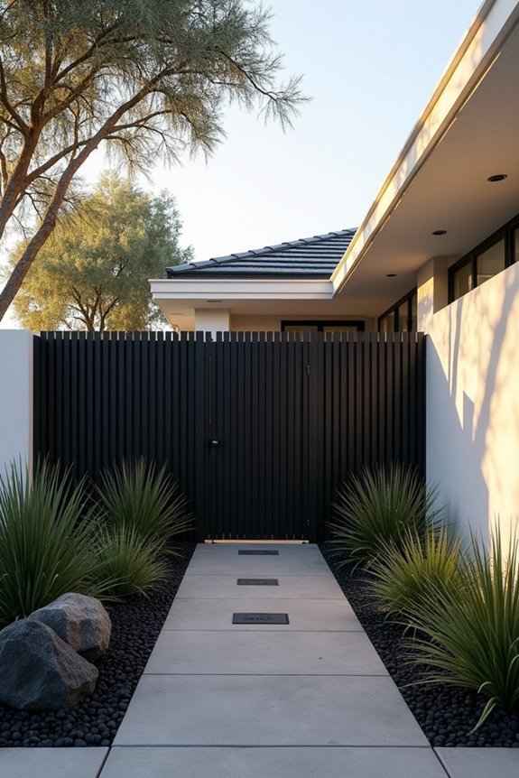 contemporary black fence slats