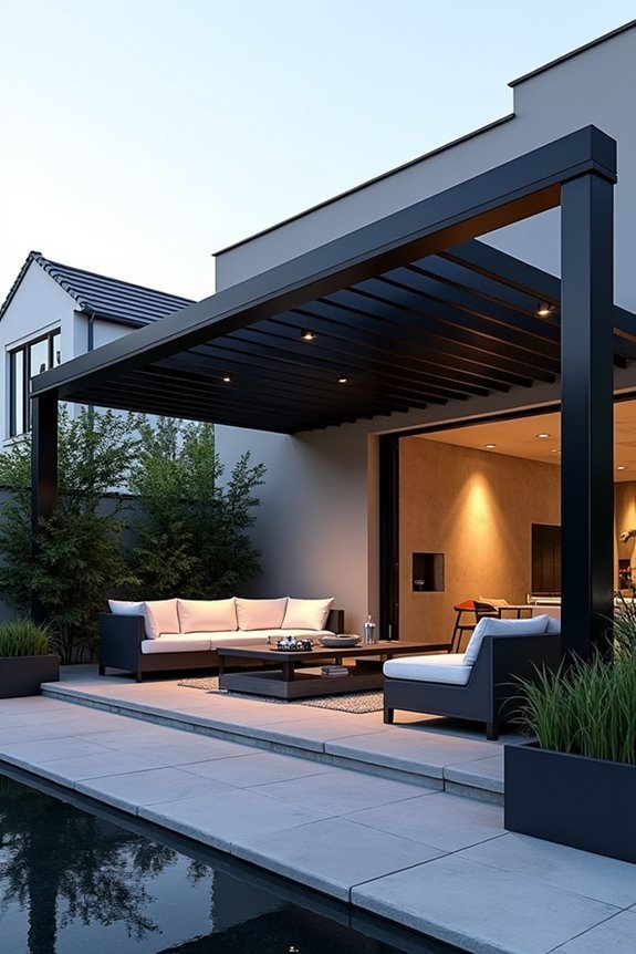 contemporary black pergolas elegance