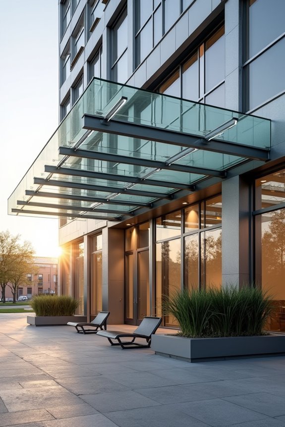 contemporary glass metal canopies
