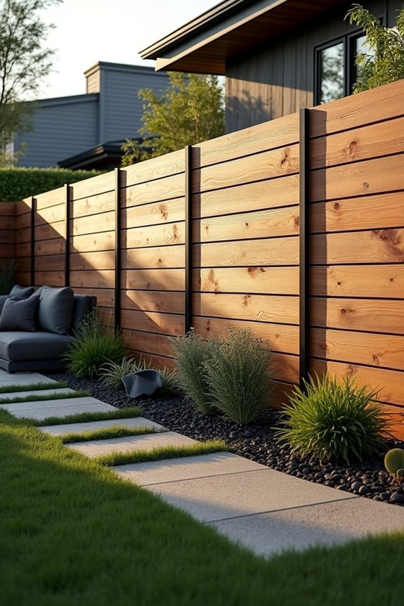 contemporary horizontal slat fencing
