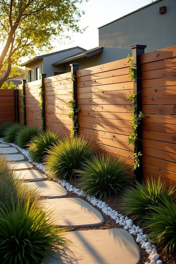 contemporary horizontal slat fencing