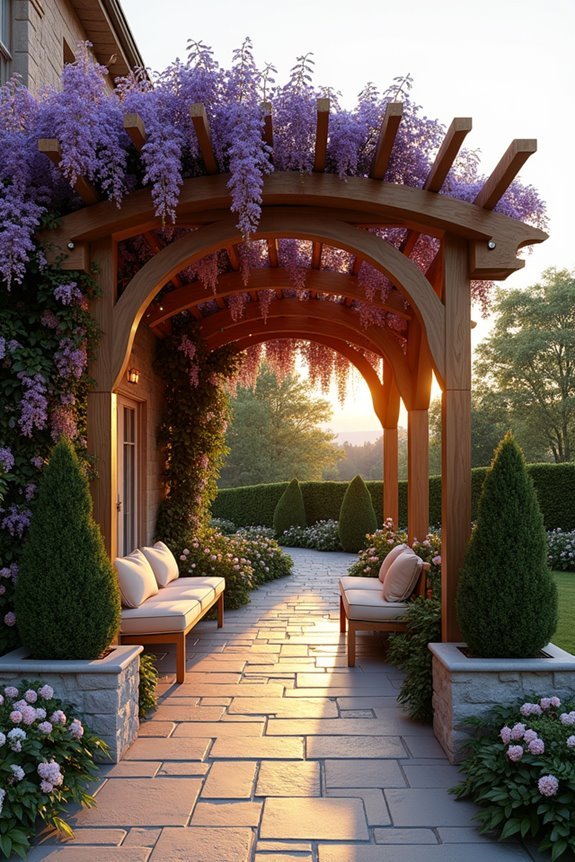 curved archway pergola design