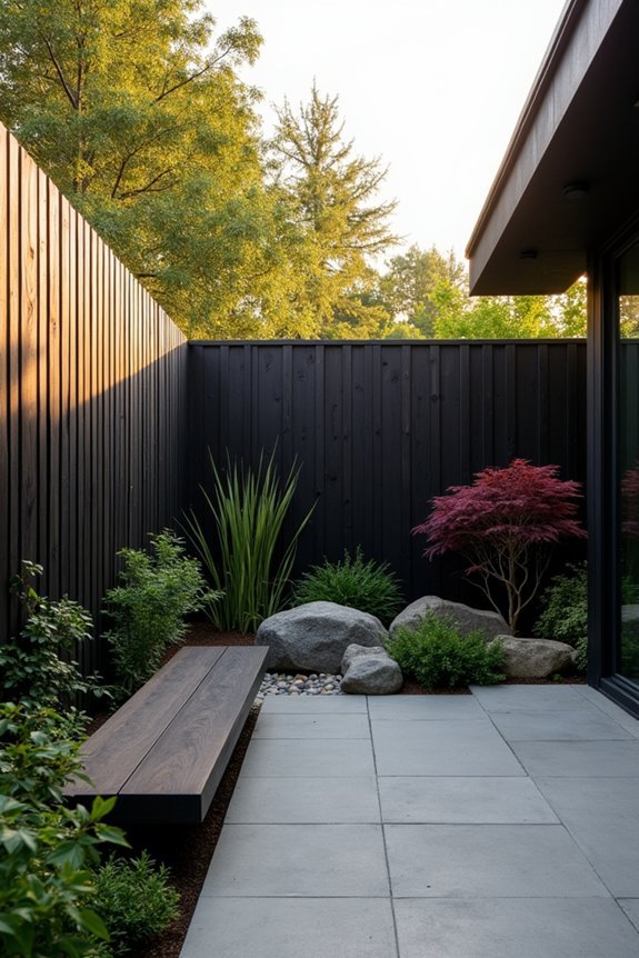 dark stained timber screening