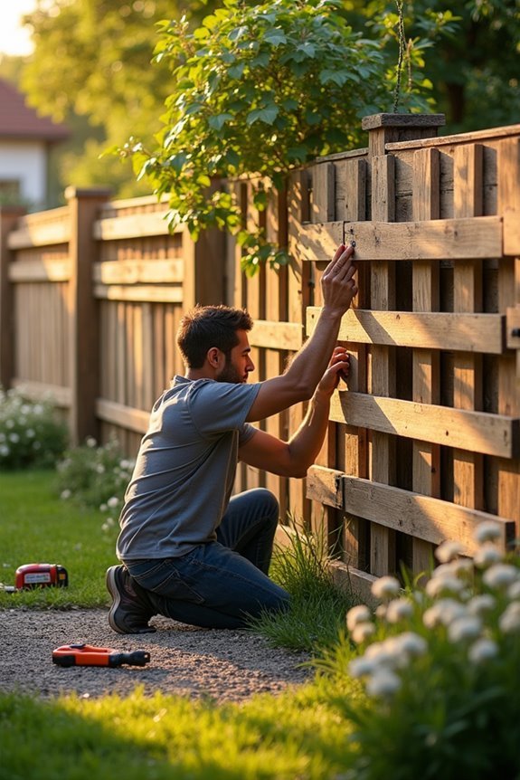 diy pallet fence installation