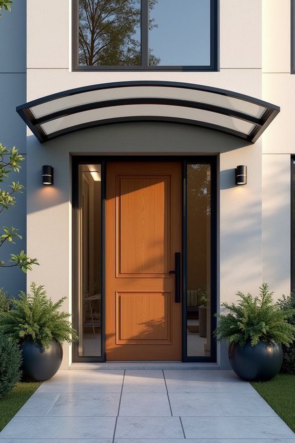 elegant curved glass entryway