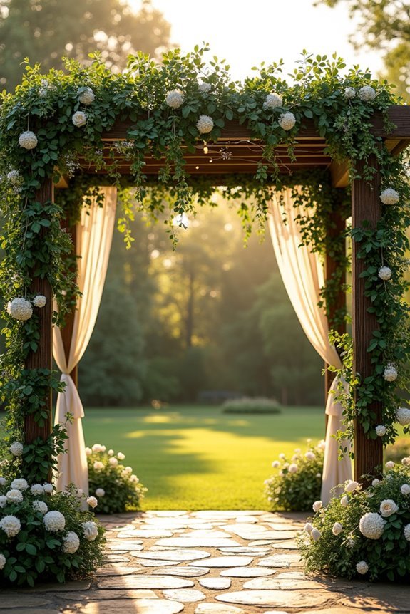enchanting wedding pergola greenery