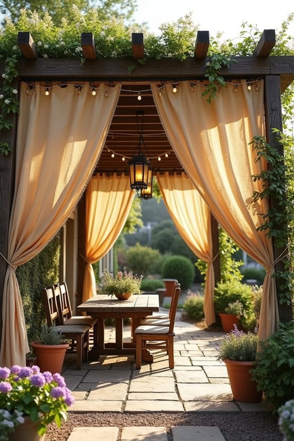 farmhouse style burlap drapes