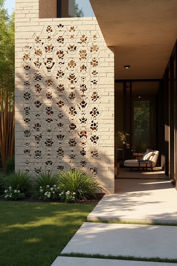 geometric perforated brick aesthetics