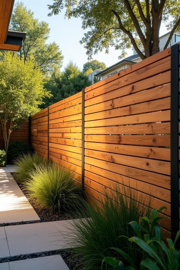 horizontal cedar slat fencing