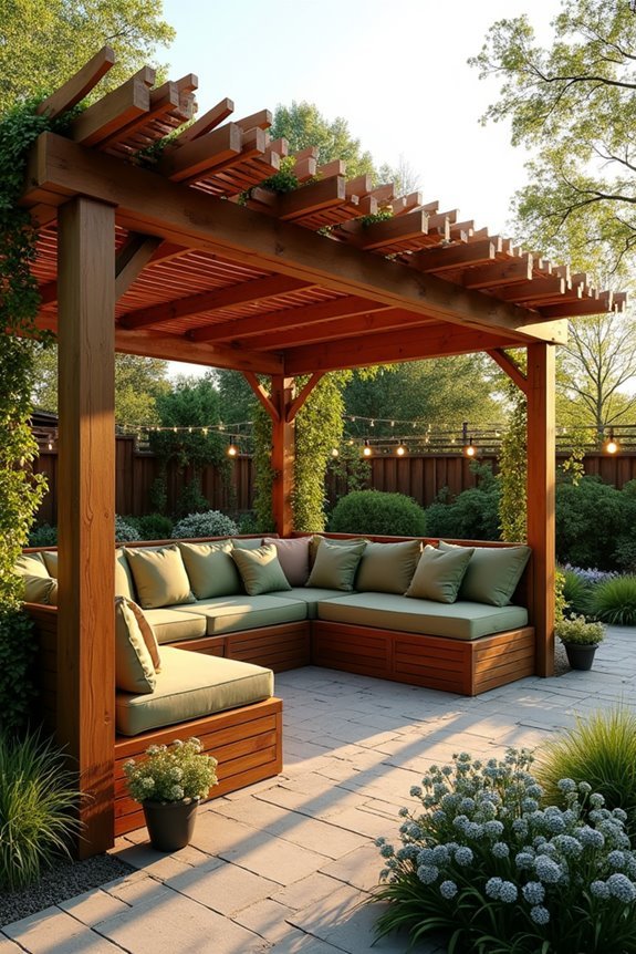 integrated seating for pergolas
