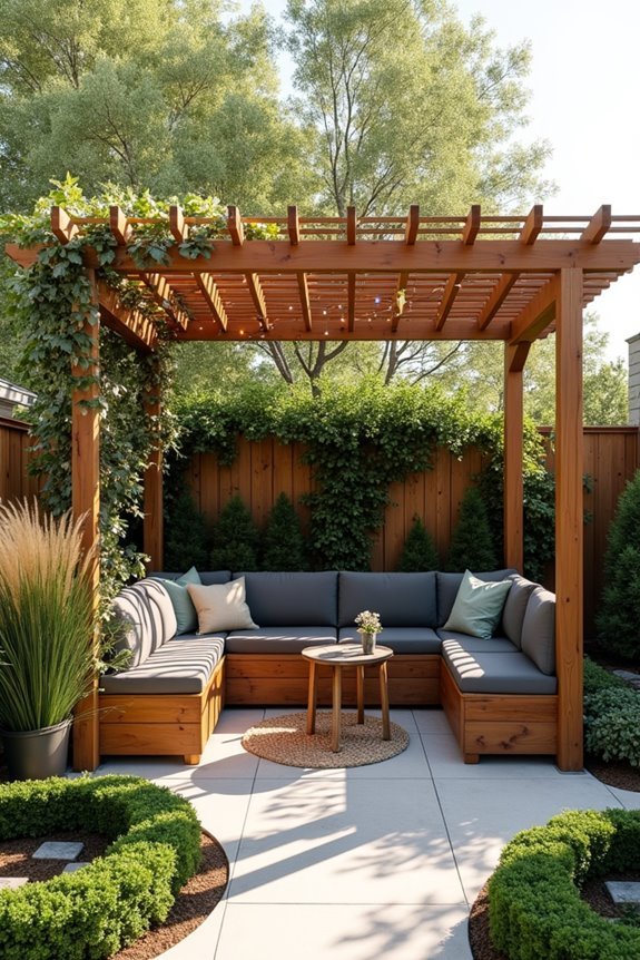 integrated seating pergola design