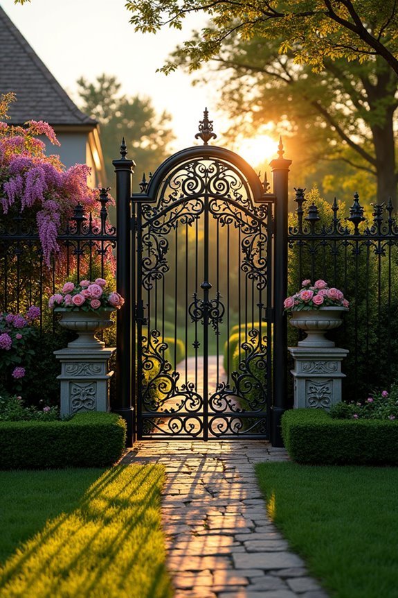 intricate victorian iron fencing