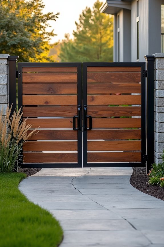 metal wood gate aesthetics