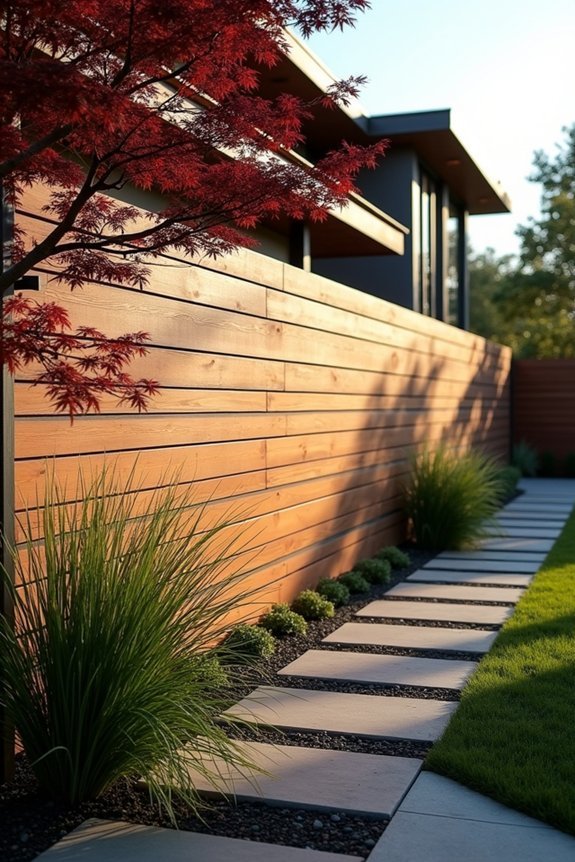 minimalist horizontal slat fencing
