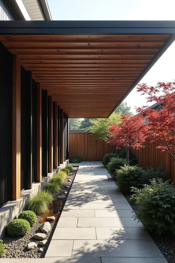 minimalist zen garden pergolas