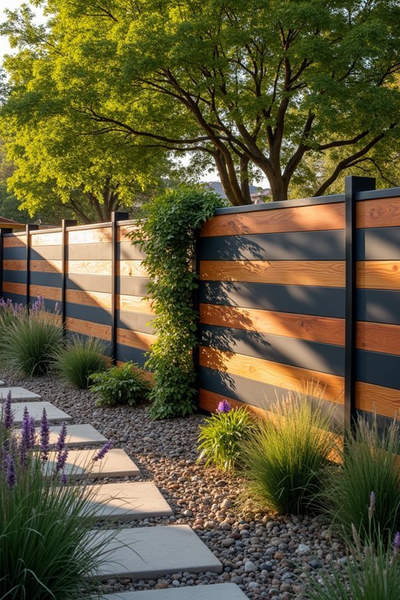 mixed material fencing design