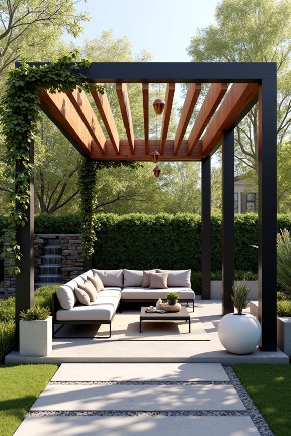 mixed material pergola design