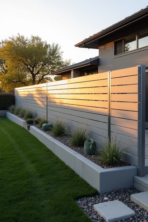 modern horizontal concrete fencing