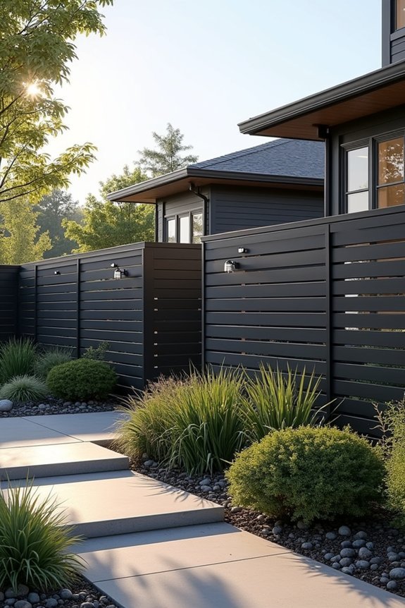 modern horizontal picket fencing