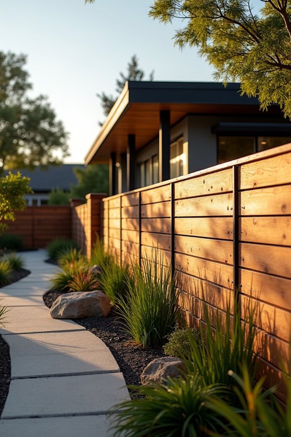 modern horizontal slat fencing