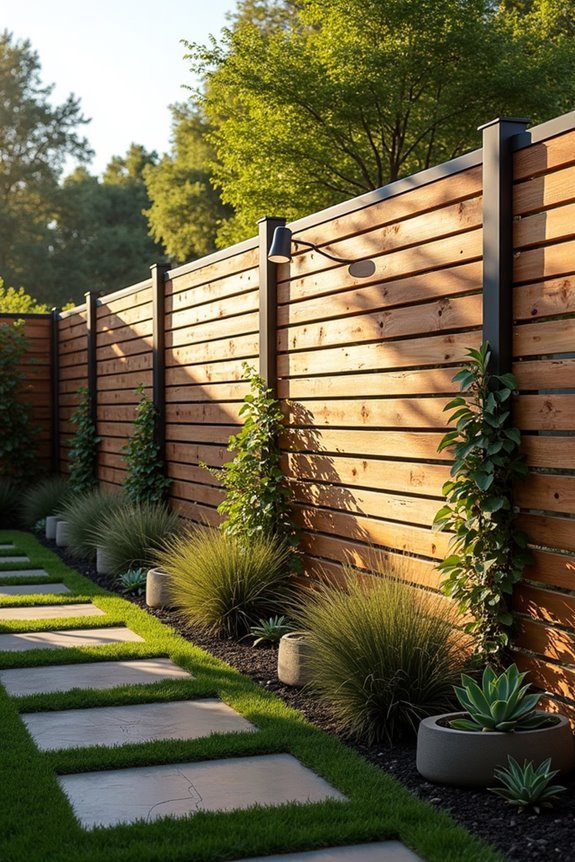 modern horizontal wood fencing