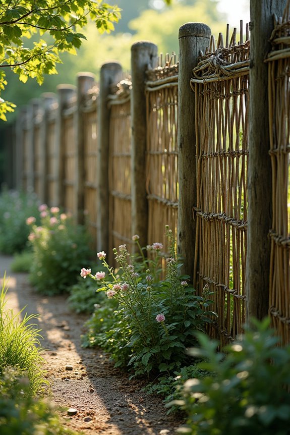 natural branch fence weaving