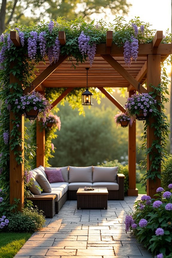 pergola with cascading plants