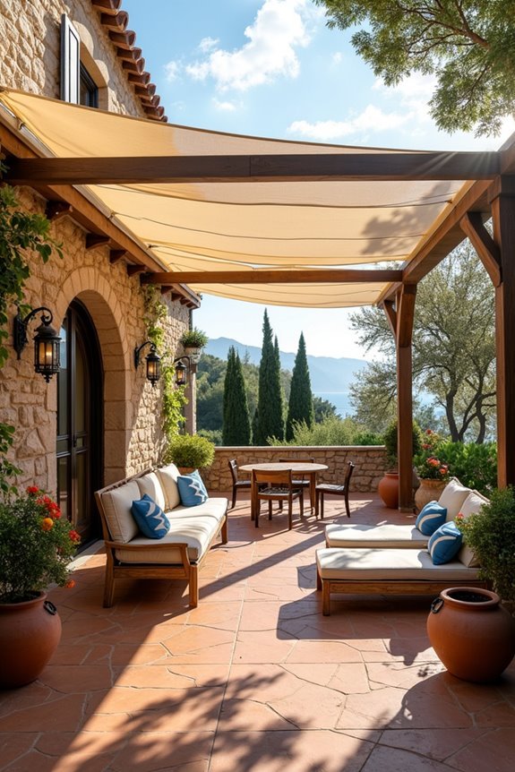 retractable fabric pergola awnings