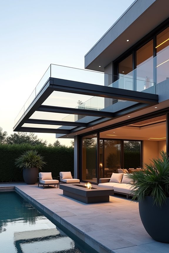 retractable weather resistant glass awnings