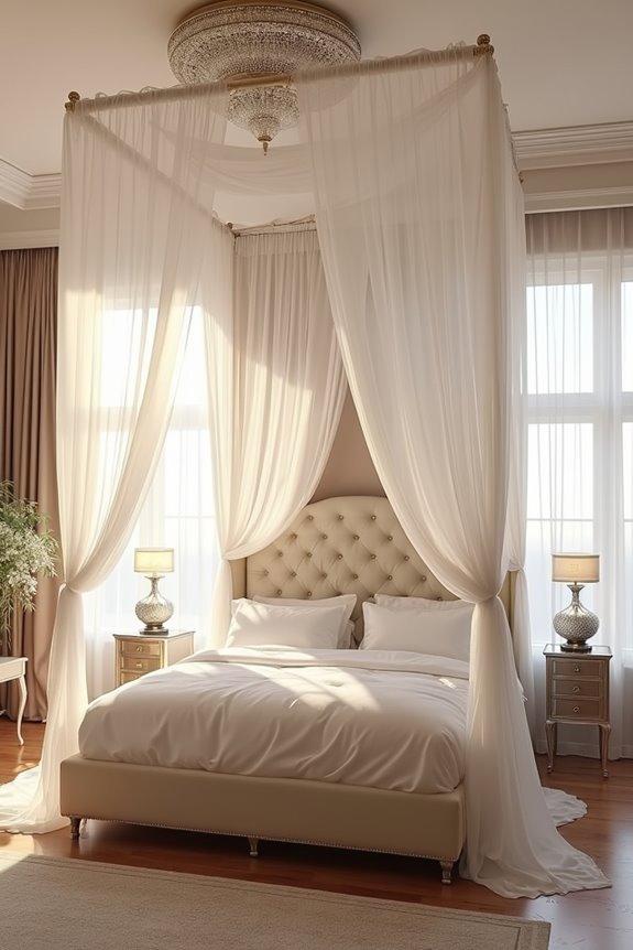 romantic canopy bed draping