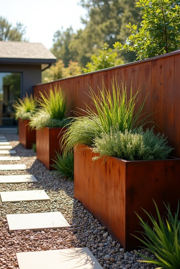 rustic corten steel planters