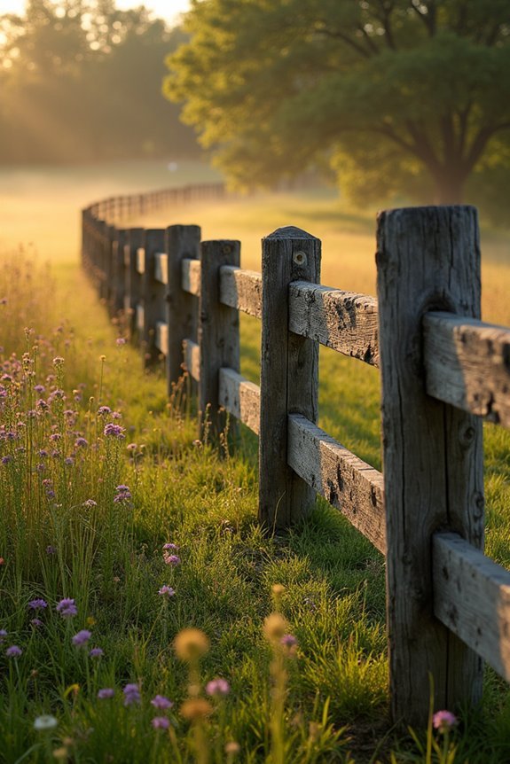 rustic hand hewn rail fence